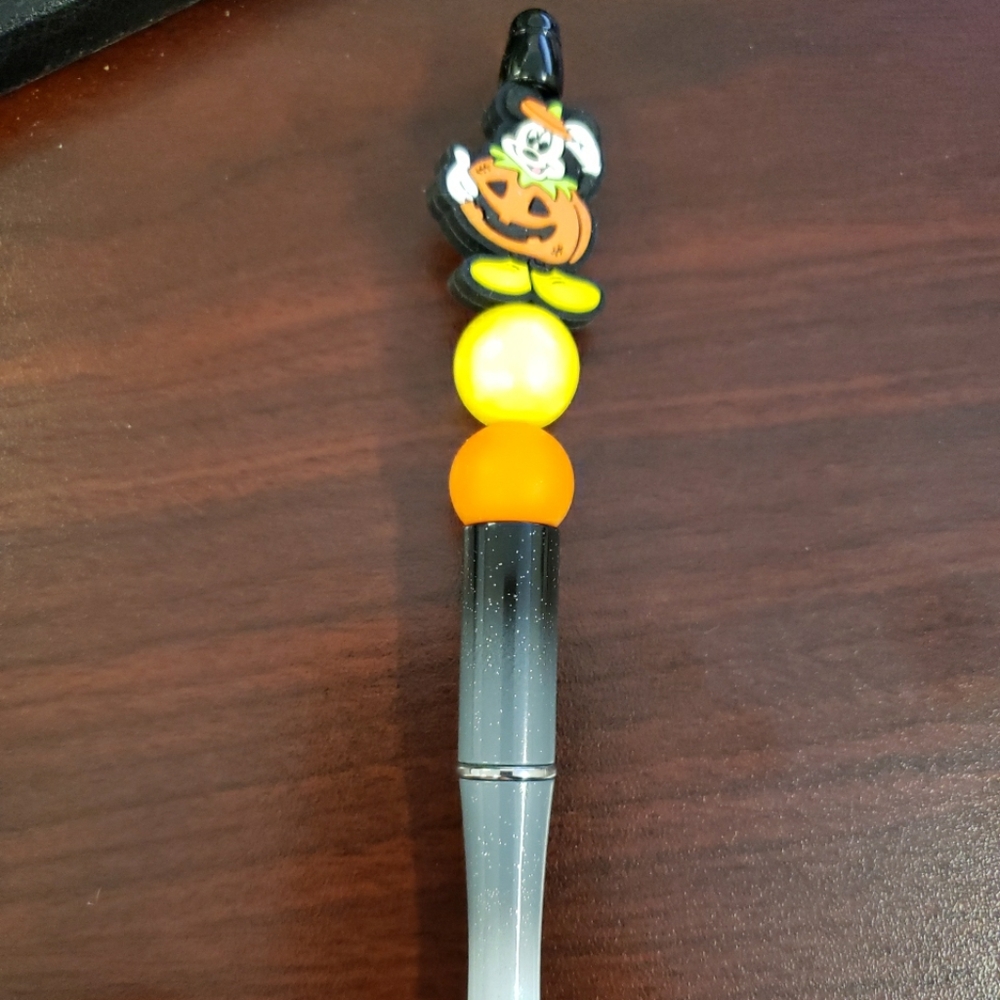 New Handmade Halloween Mickey Mouse Pumpkin Focal Bead Beaded Pen
